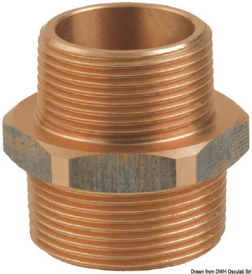 Guidi Niples doppio ridotto in bronzo Maschio-Maschio 3/4 pollice x 1/2 pollice