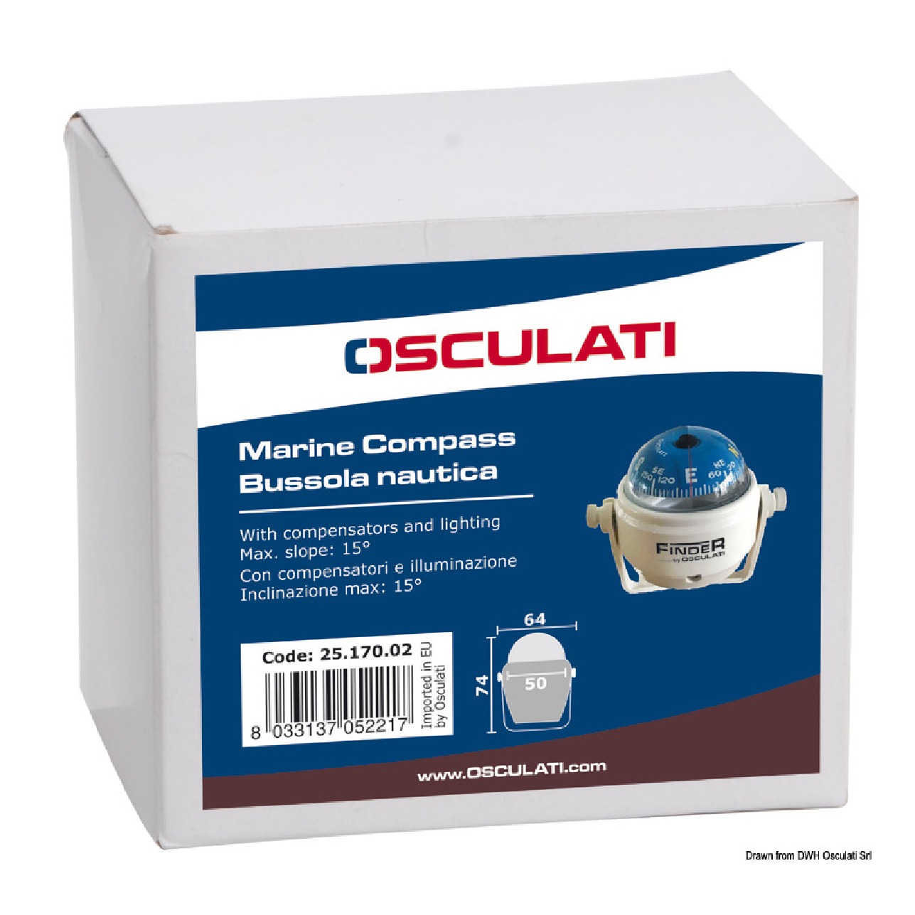 Osculati Bussola con staffa Finder bianca, rosa blu
