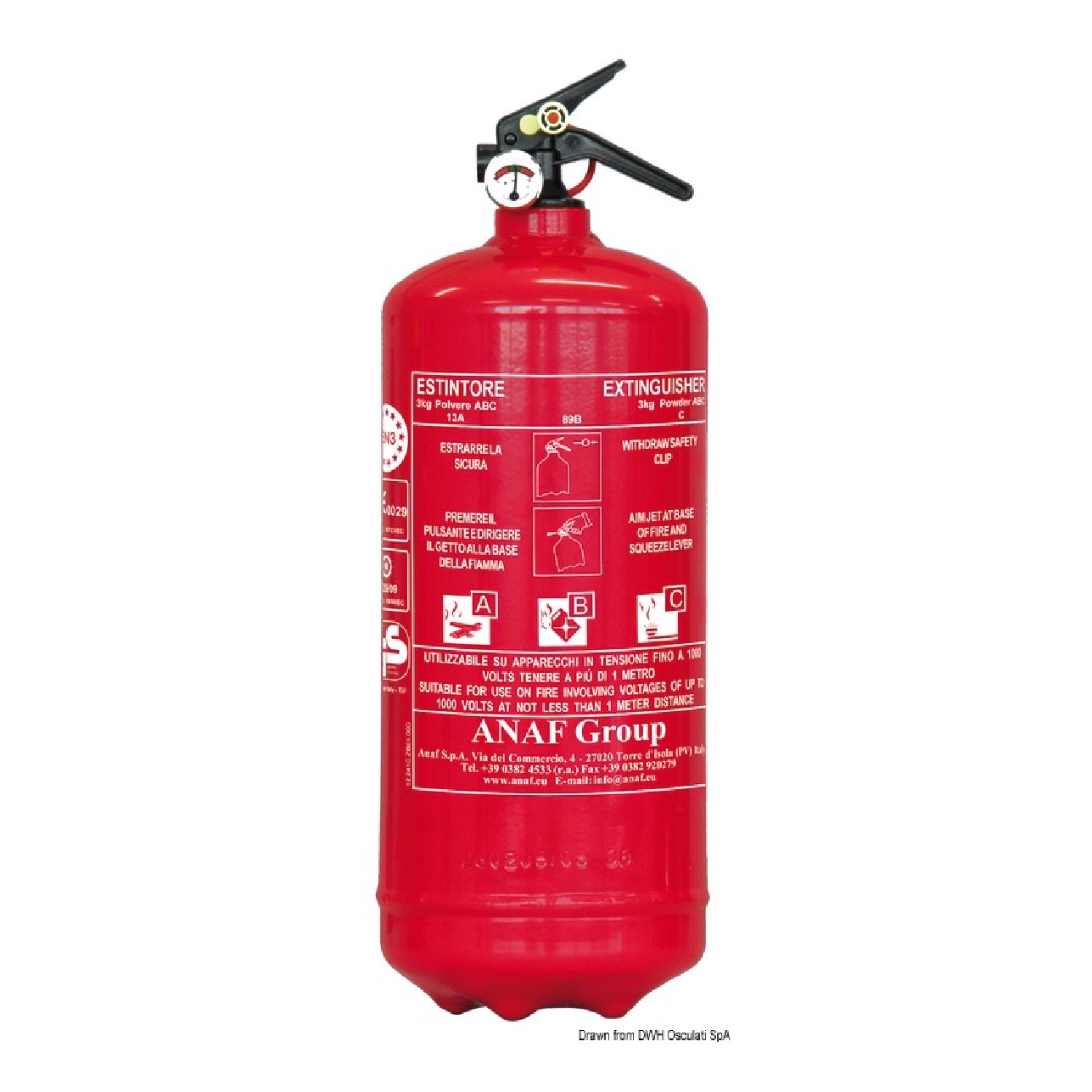 Anaf Antincendi Estintore Solas a polvere 3 Kg MED