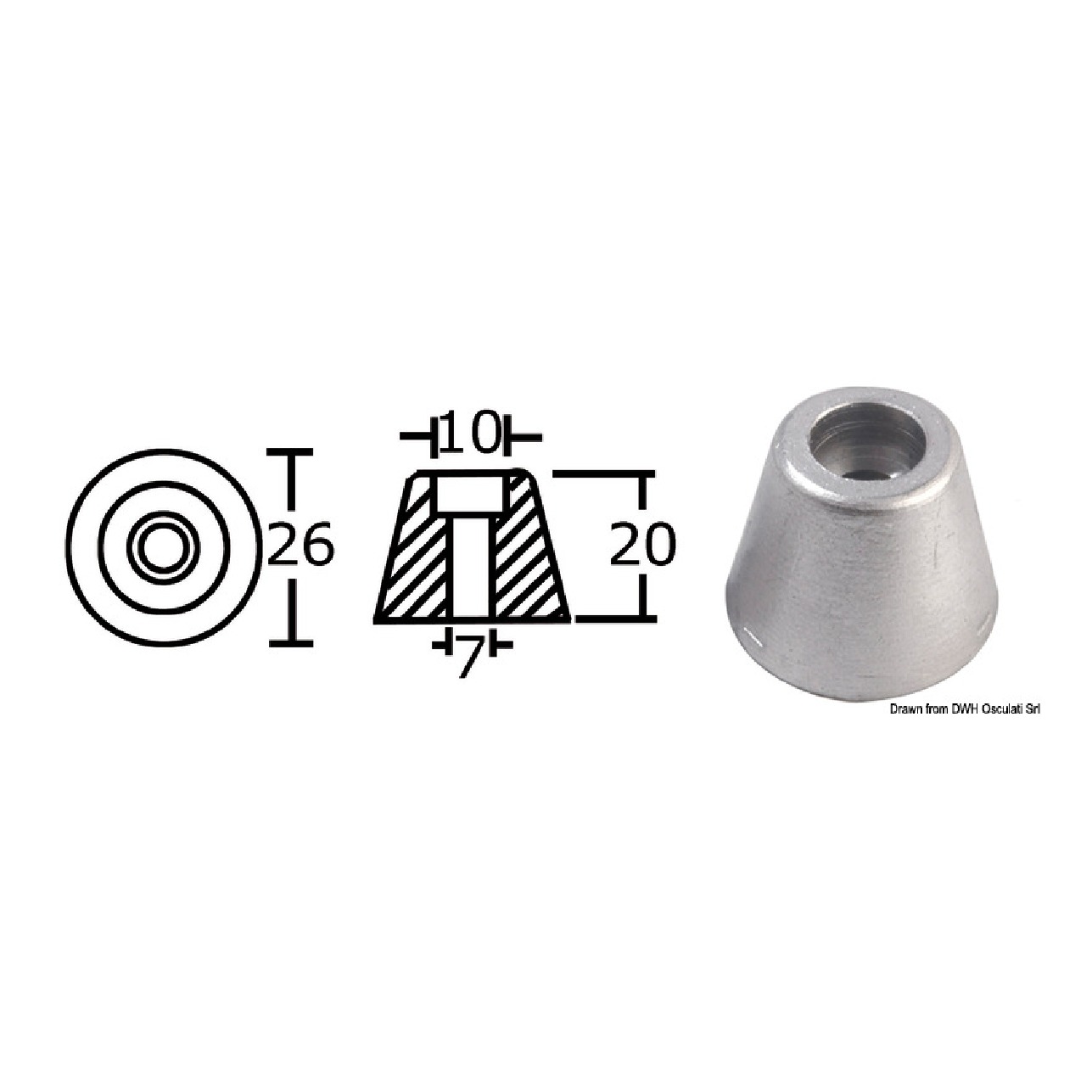 Osculati Anodo ricambio alluminio riferimento originale 61180