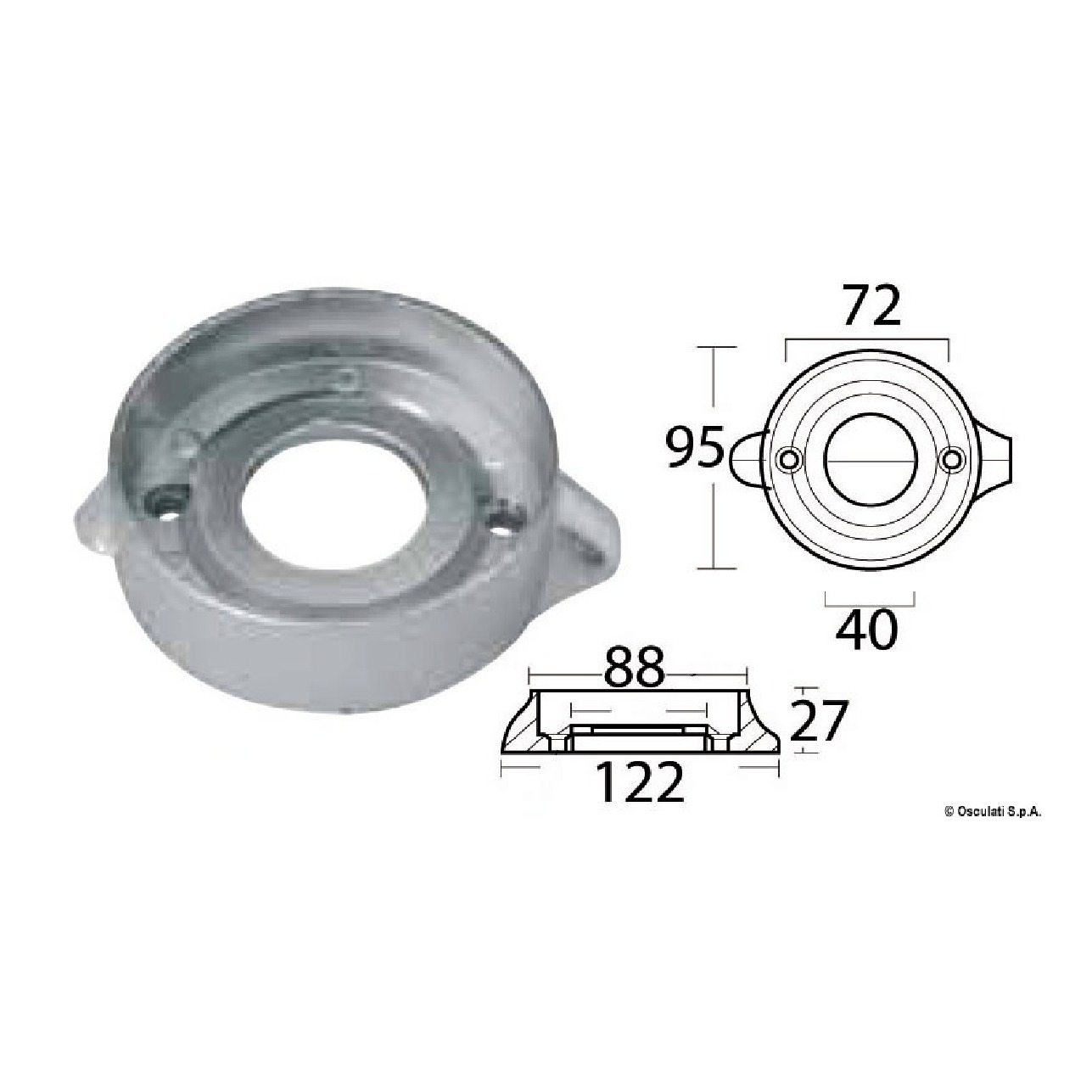 Osculati Anodo alluminio Volvo SeaDrive diametro mm 97