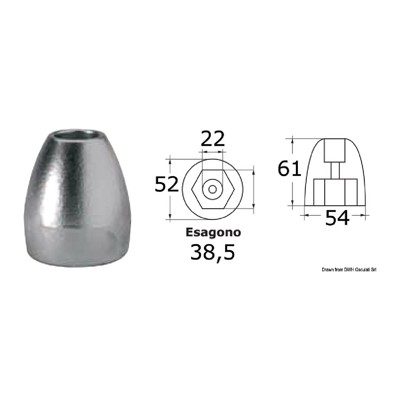 Osculati Anodo alluminio ogiva Bravo III
