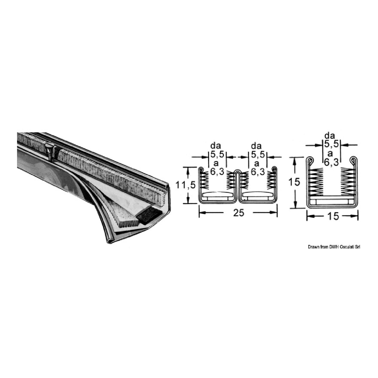 Osculati Canalina inox doppia 25 x 11,5 mm