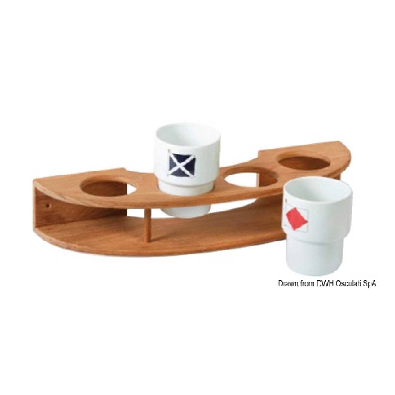 ARC Portabicchiere teak a parete 4 posti