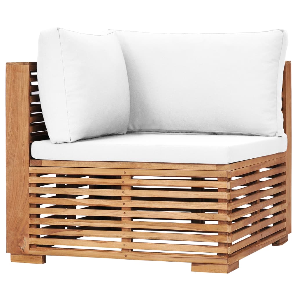 Divano Angolare Da Giardino Con Cuscino Crema Massello Di Teak