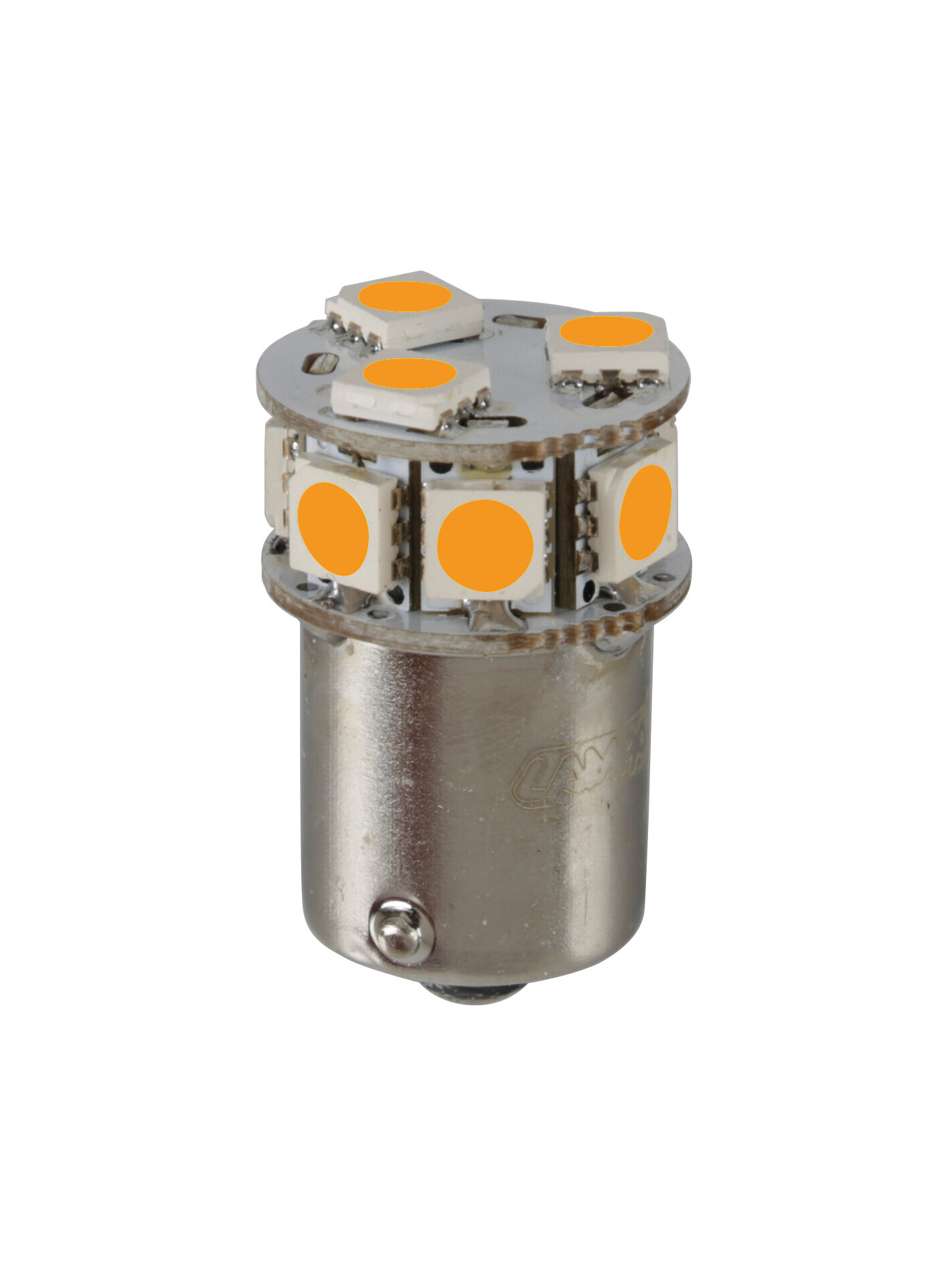 24v Led Series - 10 Smd X 1 Chip - (p21w) - Ba15s - 1 Pz  - Scatola - Arancio - Doppia Polarità - Resistenza Incorporata