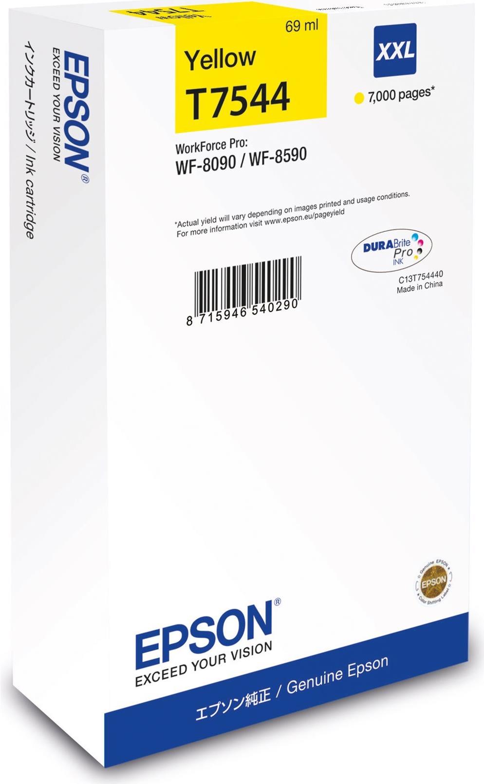 Epson T7544 - 69 Ml - Größe Xxl - Gelb - Original - Tintenpatrone - Für Workforce Pro WF-8090, WF-8590 (c13t75444n)