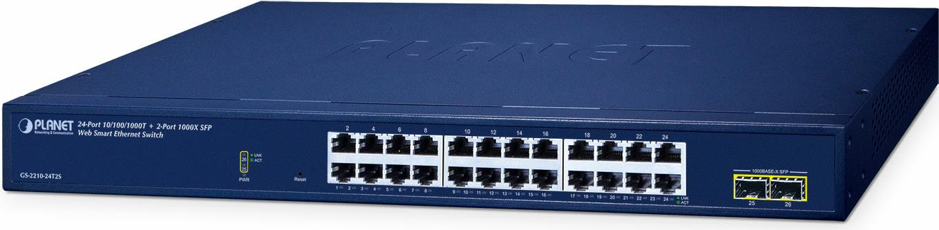 Planet 24-Port 10/100/1000t + 2-Port Managed L2 Gigabit Ethernet (10/100/1000) Blau (gS-2210-24t2s)