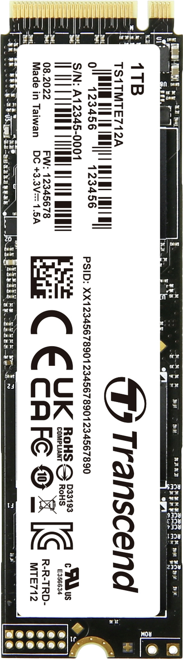 Transcend Mte712a - Ssd - Verschlüsselt - 1 Tb - Intern - M.2 2280 (doppelseitig) - Pcie 4.0 X4 (nvme) - 256-BiT-Aes - SelF-Encrypting Drive (sed), T