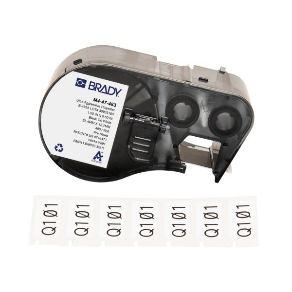 Brady M4-47-483 Etichetta Per Stampante Nero, Bianco Etichetta Per Stampante Autoadesiva (bmp41/bmp51/bmp53/m511 Label - Printer Labels)