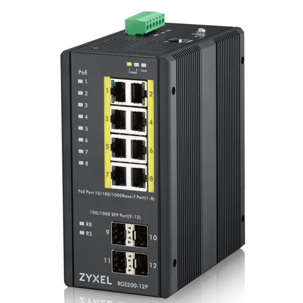 Zyxel Switch Industriale Managed, 12x Gigabit Poe 240w, Din Rail, Alim. 12-58v dc