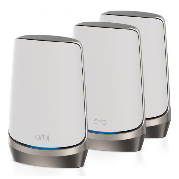 Netgear Orbi QuaD-Band Rbke963 Axe11000 Wifi 6e Mesh System QuaD-Band [2.4 Ghz / 5 GhZ-1 / 5 GhZ-2 / 6 Ghz] WI-Fi 6 [802.11ax] Grigio, Bianco 16 Inte