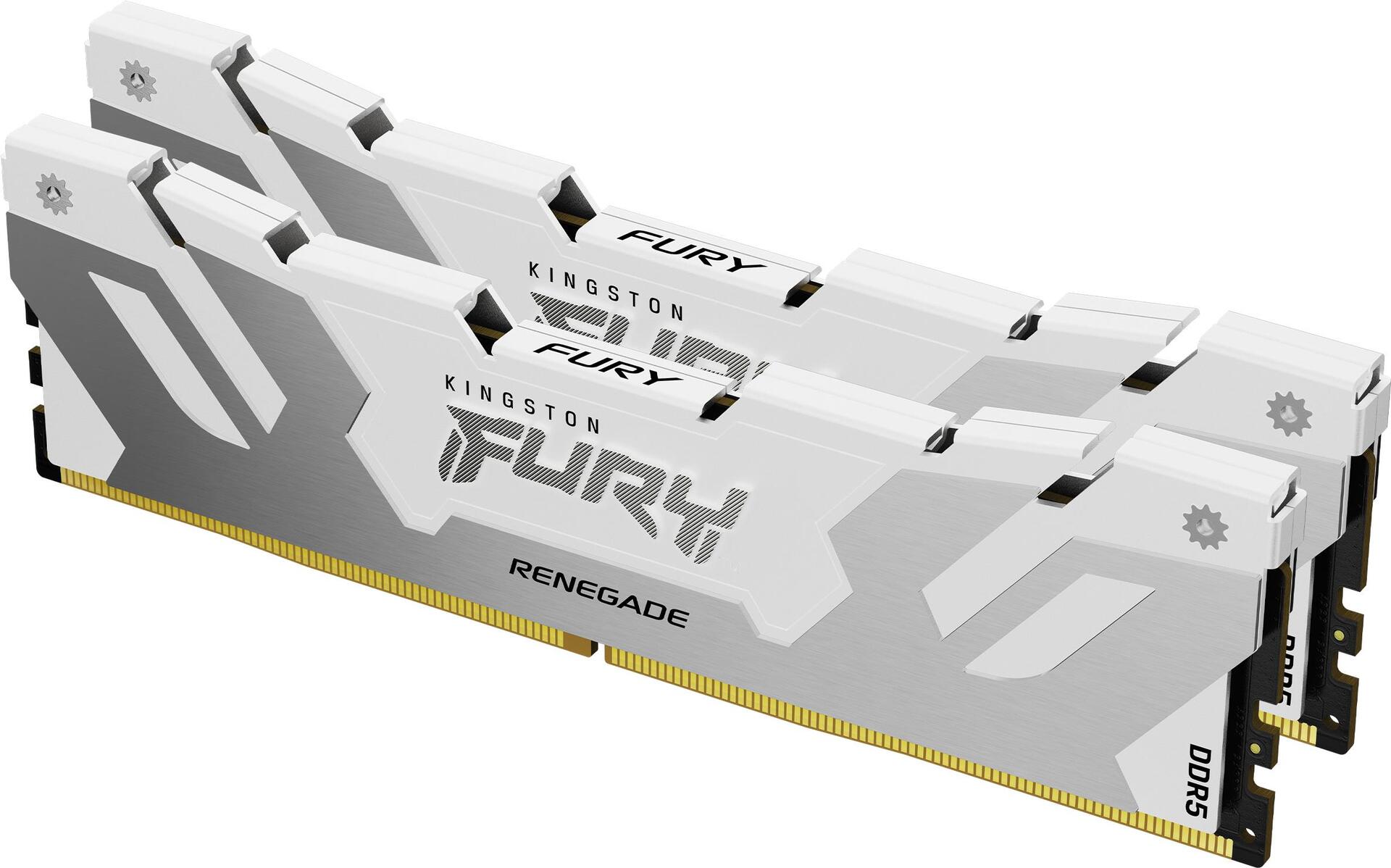 Kingston Fury Renegade - Ddr5 - Kit - 32gb: 2 X 16gb - Dimm 288-Pin - 4000 Mhz / Pc5-64000 - Cl38 - ON-Die Ecc - Weiß & Silber (kf580c38rwk2-32)