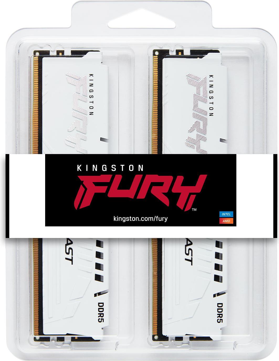 Kingston Fury Beast - Ddr5 - Kit - 64 Gb: 2 X 32 Gb - Dimm 288-Pin - 2600 Mhz / Pc5-41600 - Cl40 - 1.25 V - Ungepuffert - ON-Die Ecc - Weiß (kf552c40