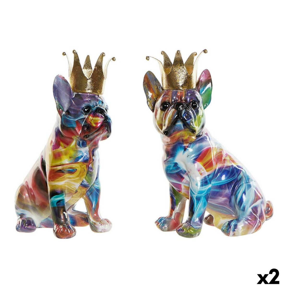 Statua Decorativa DKD Home Decor 18,5 x 11,5 x 23,5 cm Multicolore Cane (2 Unità)