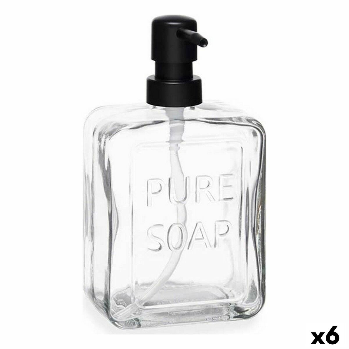 Dispenser di Sapone Berilo Pure Soap Trasparente Cristallo Plastica 570 ml 10 x 18 x 6 cm (6 Unità)