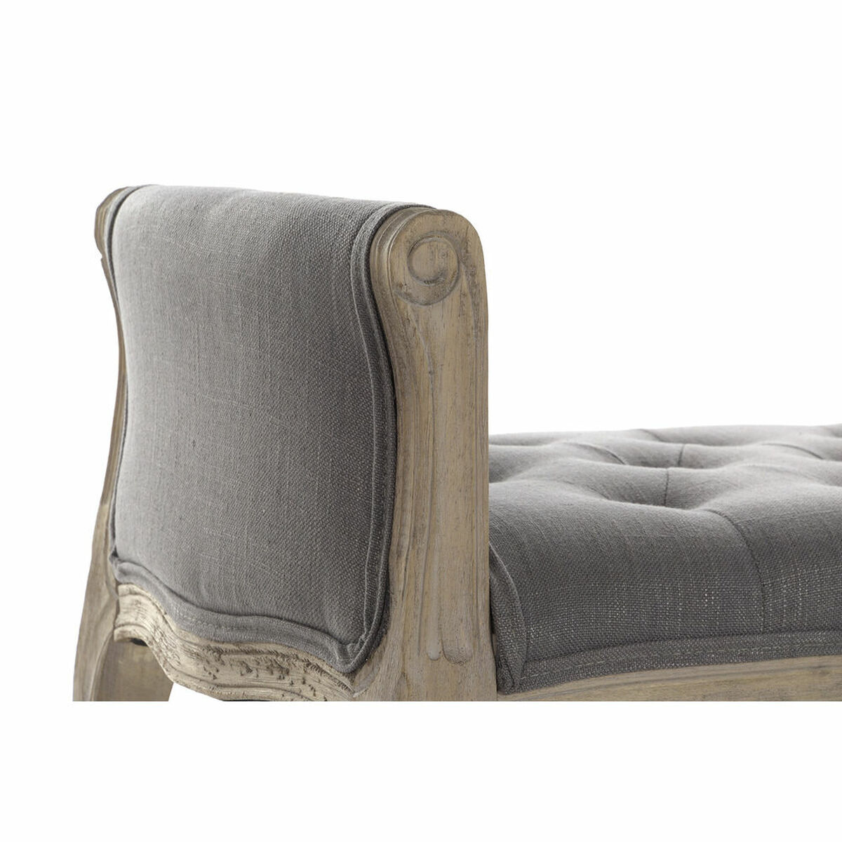 Panca DKD Home Decor Naturale Grigio scuro Legno d'albero della gomma Tela 109 x 44,5 x 60 cm - Image 3