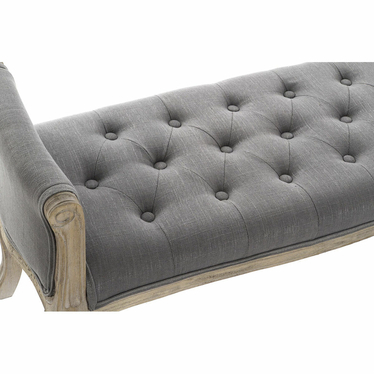 Panca DKD Home Decor Naturale Grigio scuro Legno d'albero della gomma Tela 109 x 44,5 x 60 cm - Image 4