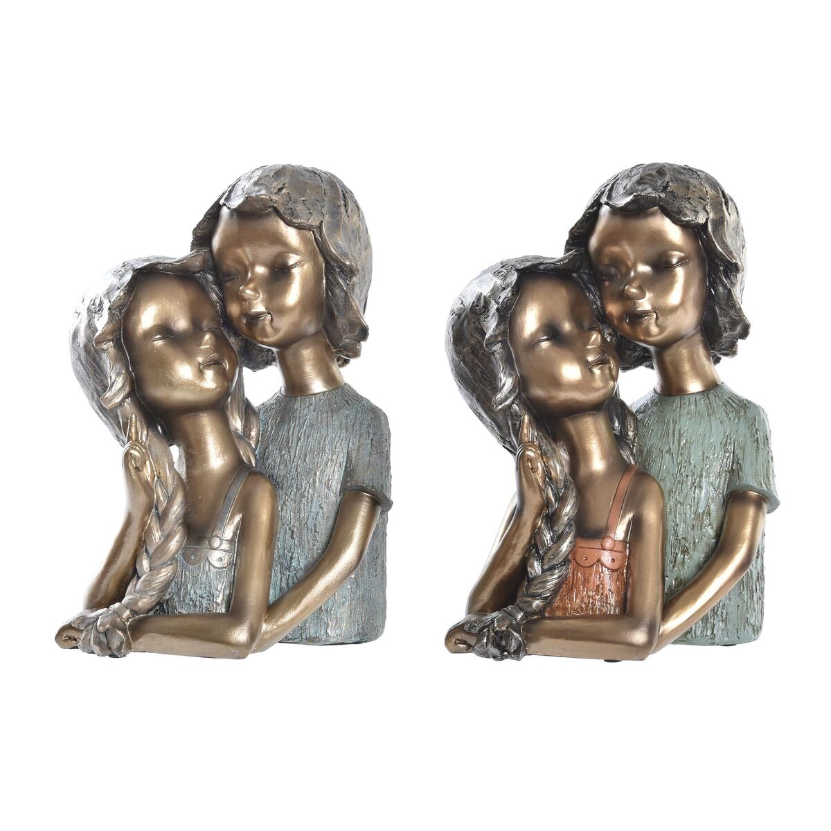 Statua Decorativa DKD Home Decor 19 x 15 x 28 cm Rosso Dorato Turchese Bambini (2 Unità)