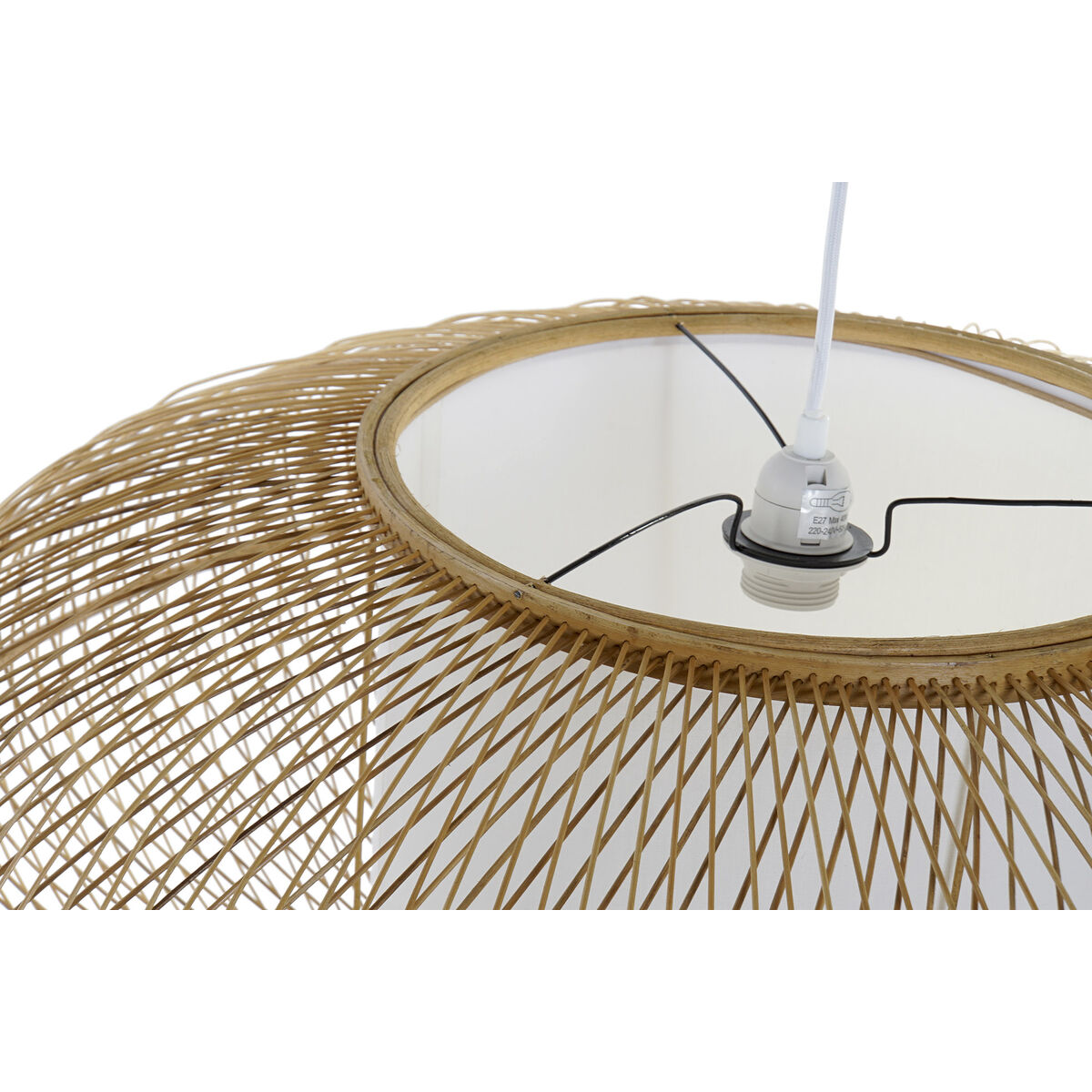 Lampadario DKD Home Decor Bianco Naturale Bambù 40 W 83 x 83 x 40 cm - Image 3