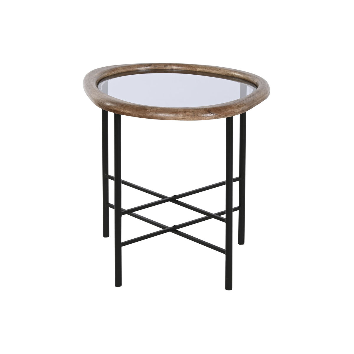 Tavolino da Caffè Home ESPRIT Marrone Nero Naturale Cristallo Legno di abete 61 x 50 x 53 cm