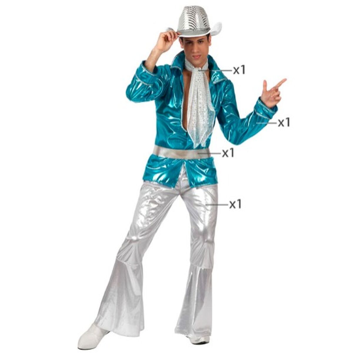 Costume per Adulti Azzurro Musica da discoteca Taglia:XXL