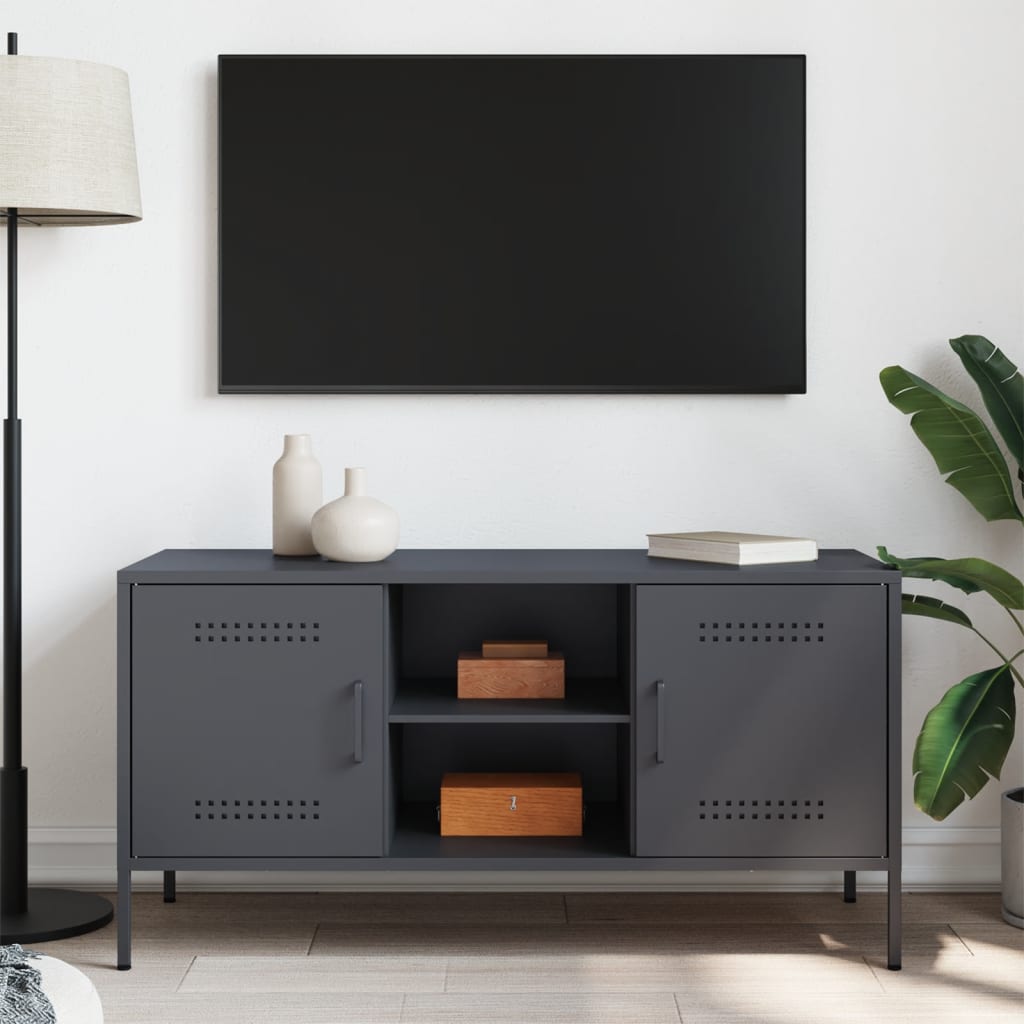 vidaXL Mueble de TV de acero gris antracita 100,5x39x50,5 cm - Image 3
