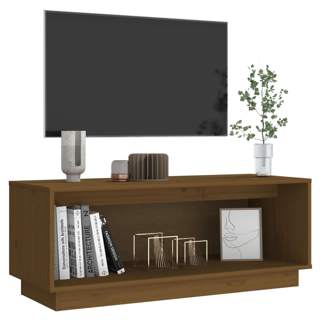 vidaXL Mueble de TV madera maciza de pino marrón miel 90x35x35 cm - Image 6