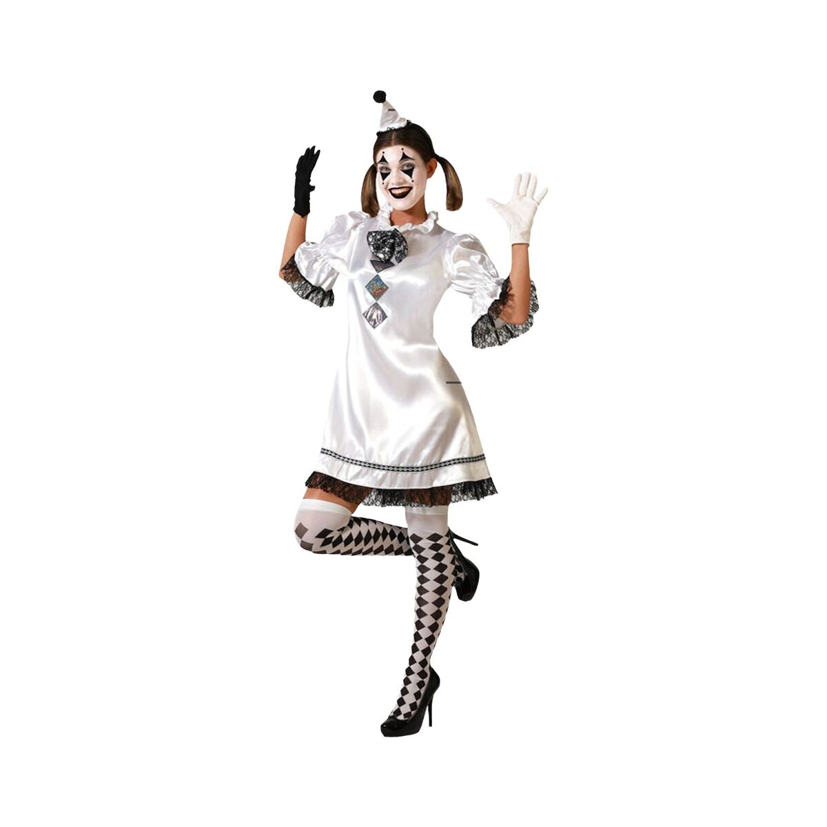 Costume per Adulti Bianco Pagliaccio Taglia:XL