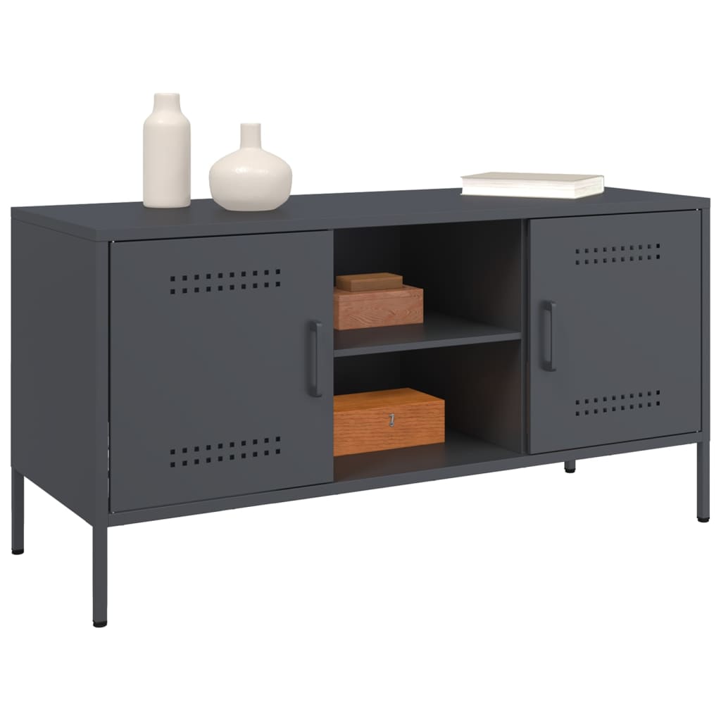 vidaXL Mueble de TV de acero gris antracita 100,5x39x50,5 cm - Image 4