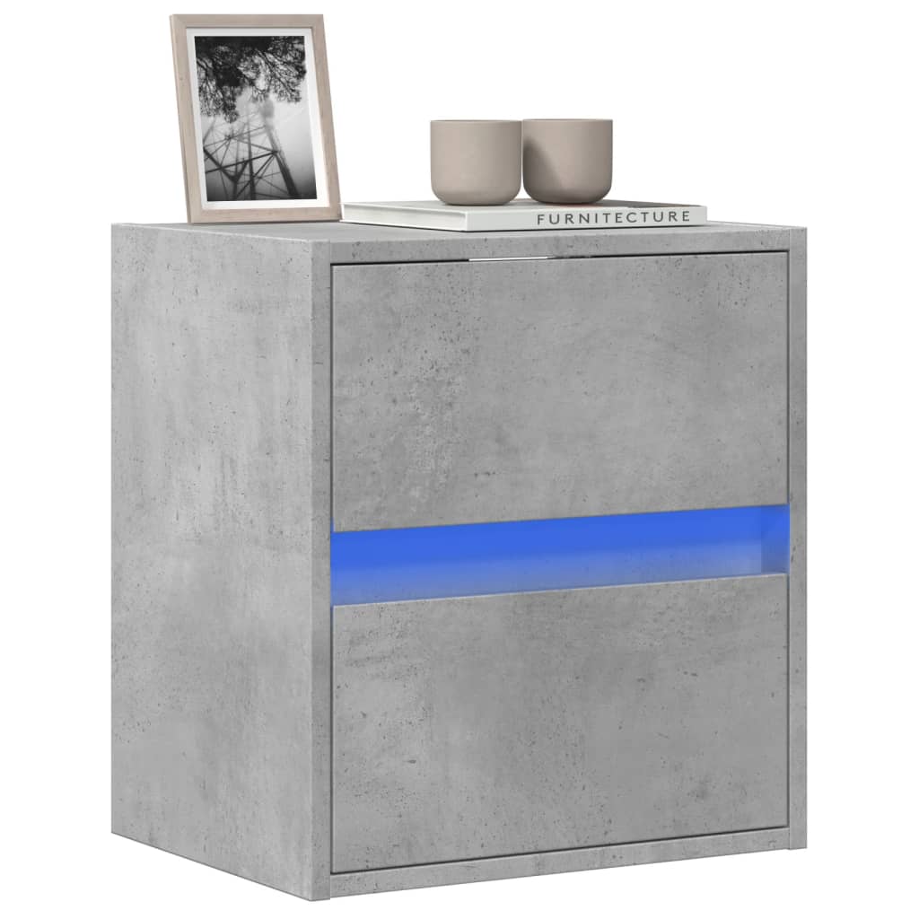 vidaXL Mueble de TV de pared con luces LED gris hormigón 41x31x45 cm