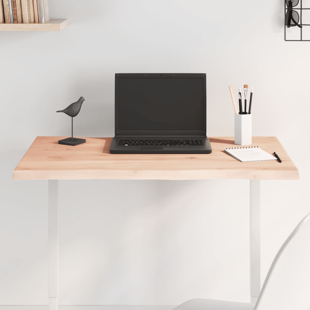 vidaXL Tablero de mesa madera maciza roble borde natural 80x50x2 cm