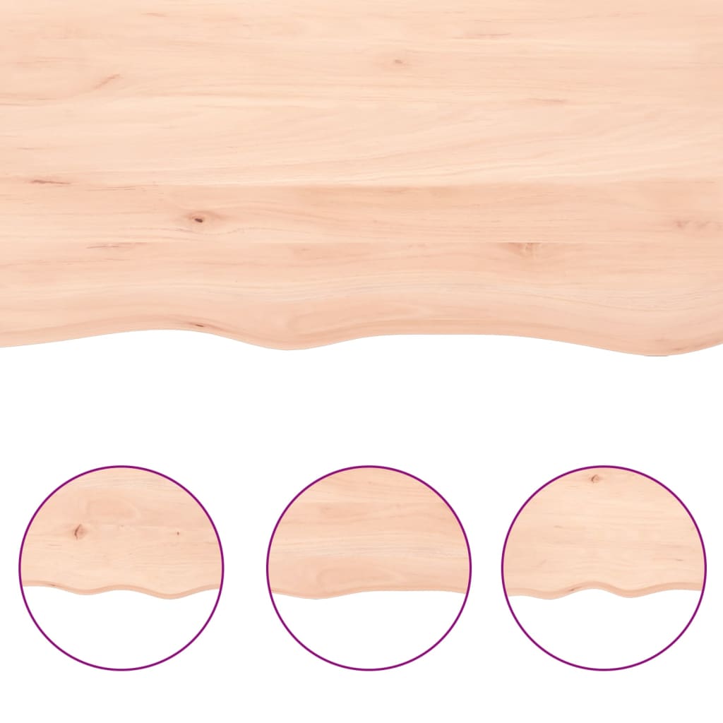 vidaXL Tablero de mesa madera maciza roble borde natural 80x50x2 cm - Image 5
