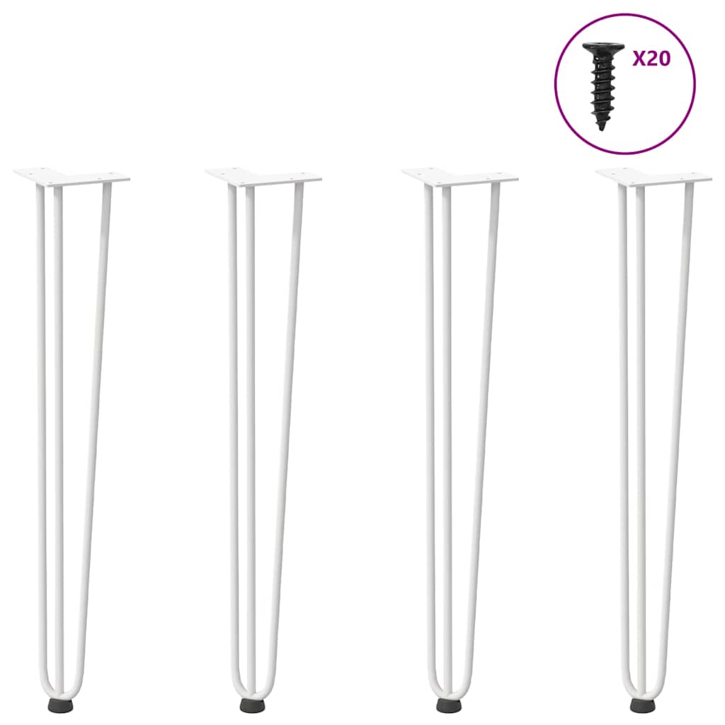 vidaXL Patas de horquilla para consolas (4 unidades), color blanco, 72 cm, acero macizo