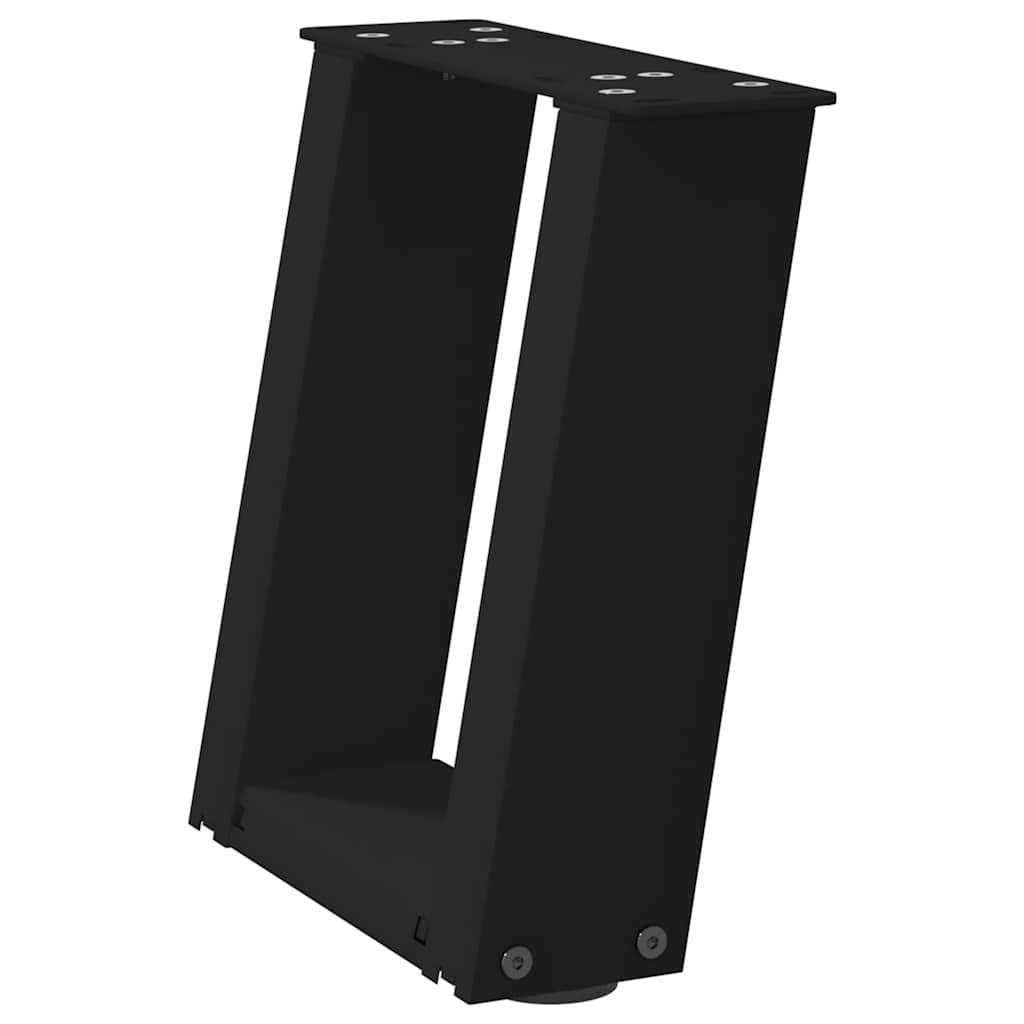 vidaXL Patas para mesa de centro en forma de U (2 unidades), color negro, 30 x (30-31) cm, acero - Image 4