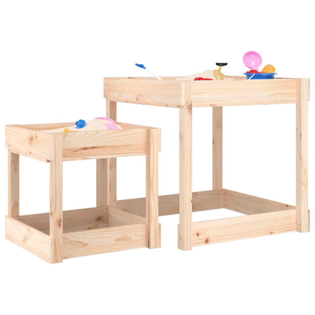 vidaXL Mesas de arena 2 uds madera maciza de pino