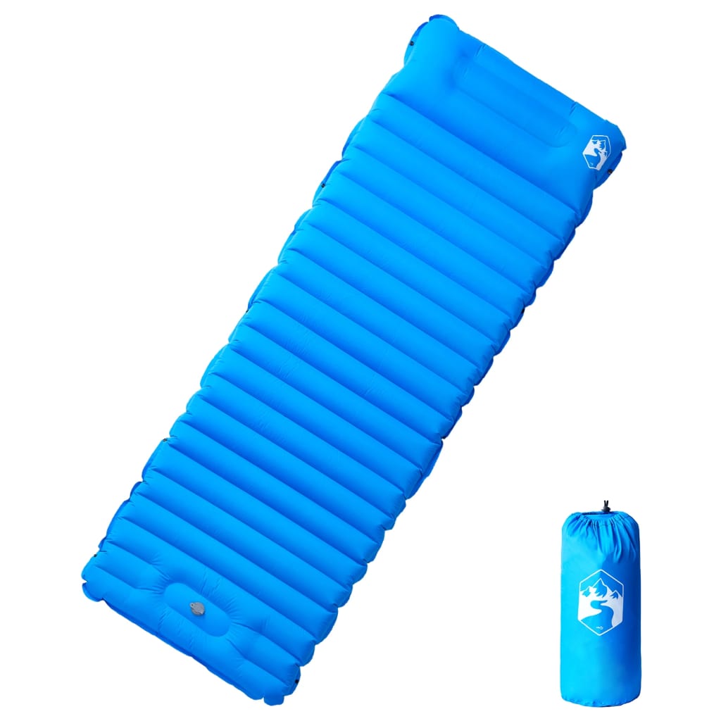 vidaXL Colchón de camping autoinflable con almohada 1 persona azul