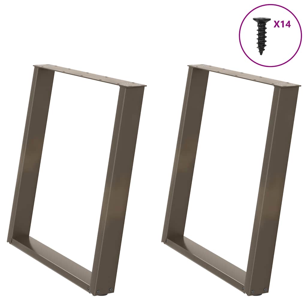vidaXL Patas para mesa de comedor en forma de U (2 unidades, acero natural, 70 x 72-73 cm)