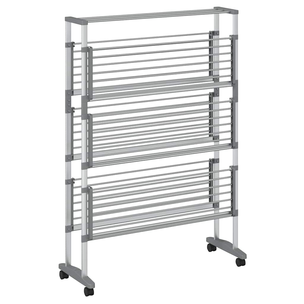 vidaXL Wäscheständer mit Rollen 89x64x129 cm Aluminium - Image 3