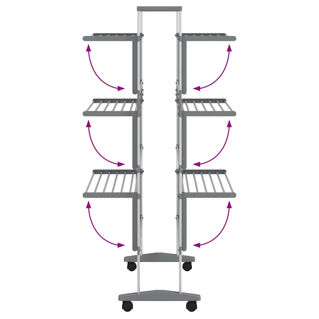 vidaXL Wäscheständer mit Rollen 89x64x129 cm Aluminium - Image 6