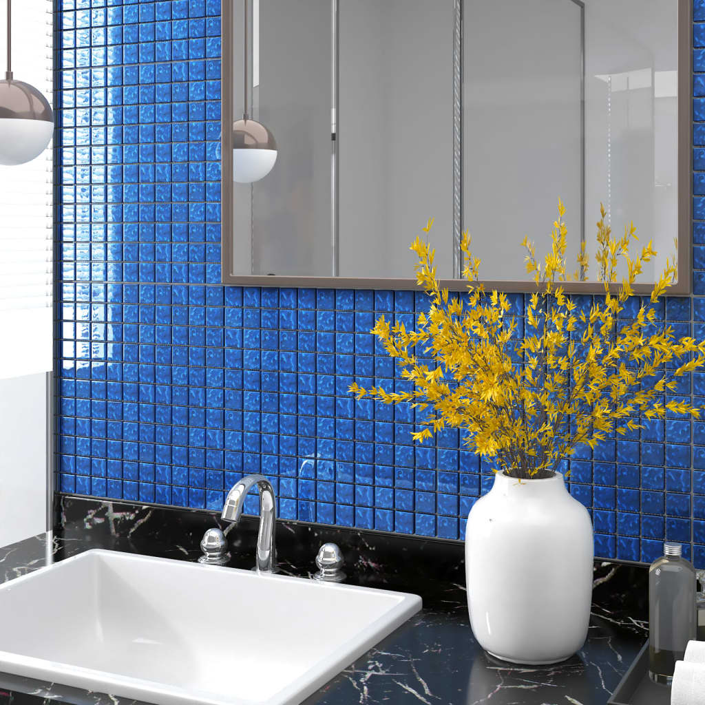 vidaXL Mosaikfliesen 11 Stk. Blau 30x30 cm Glas