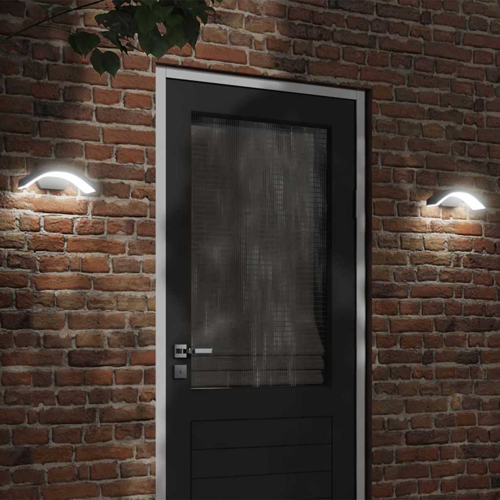 vidaXL LED-Außenwandleuchten 2 Stk. Schwarz Aluminiumdruckguss