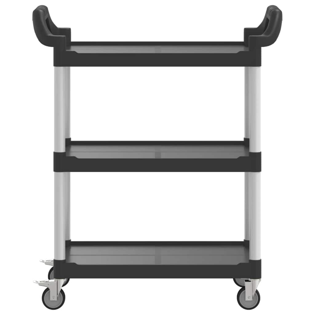 vidaXL Rollwagen mit 3 Etagen Schwarz 81x41x92 cm Aluminium - Image 4