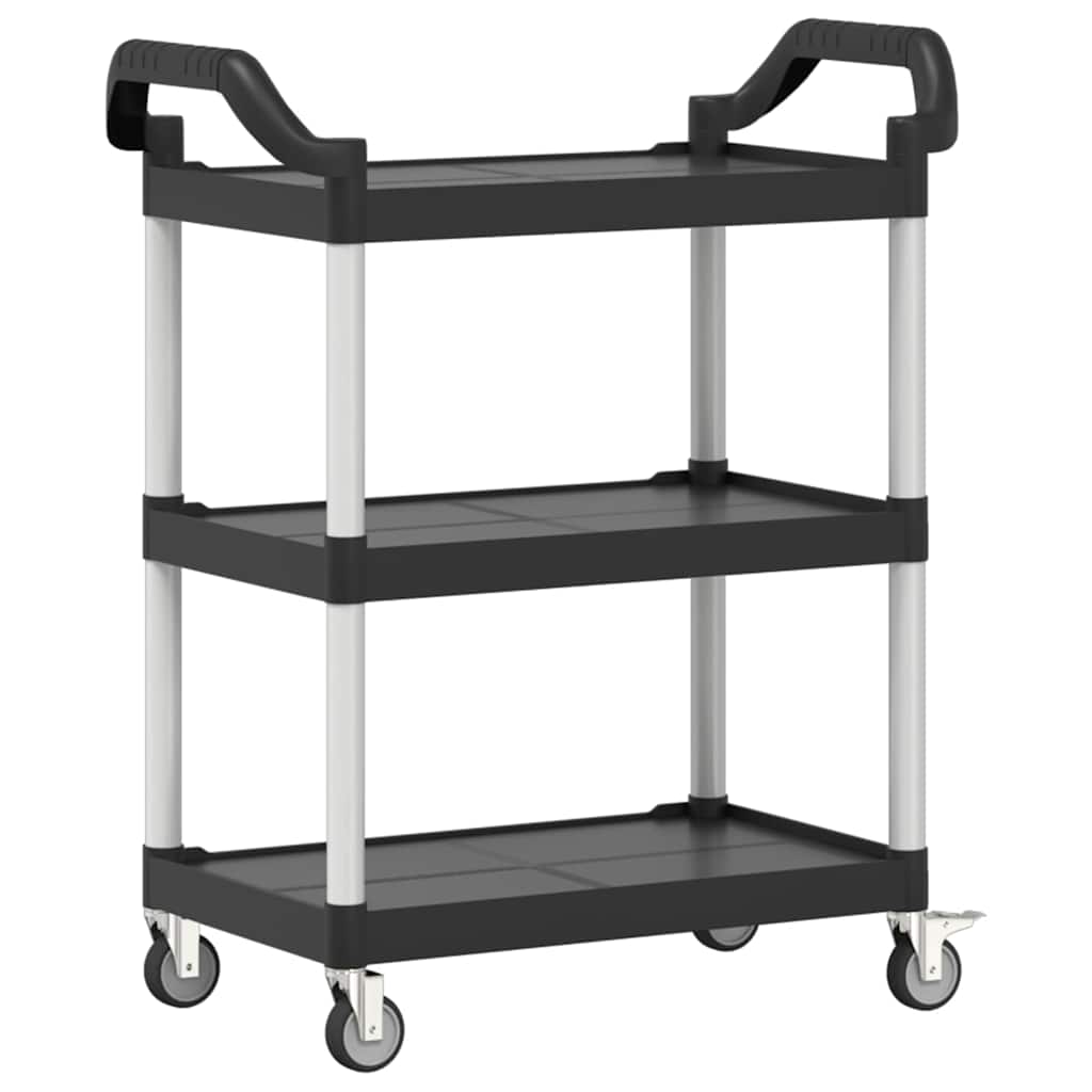 vidaXL Rollwagen mit 3 Etagen Schwarz 81x41x92 cm Aluminium - Image 6