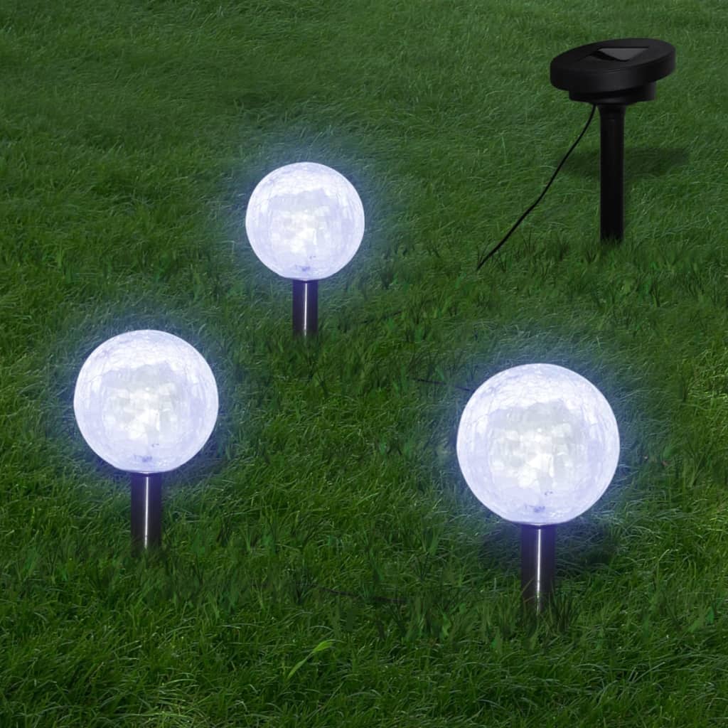 vidaXL Solarkugel 3 LED Gartenleuchten mit Erdspießen & Solarmodul