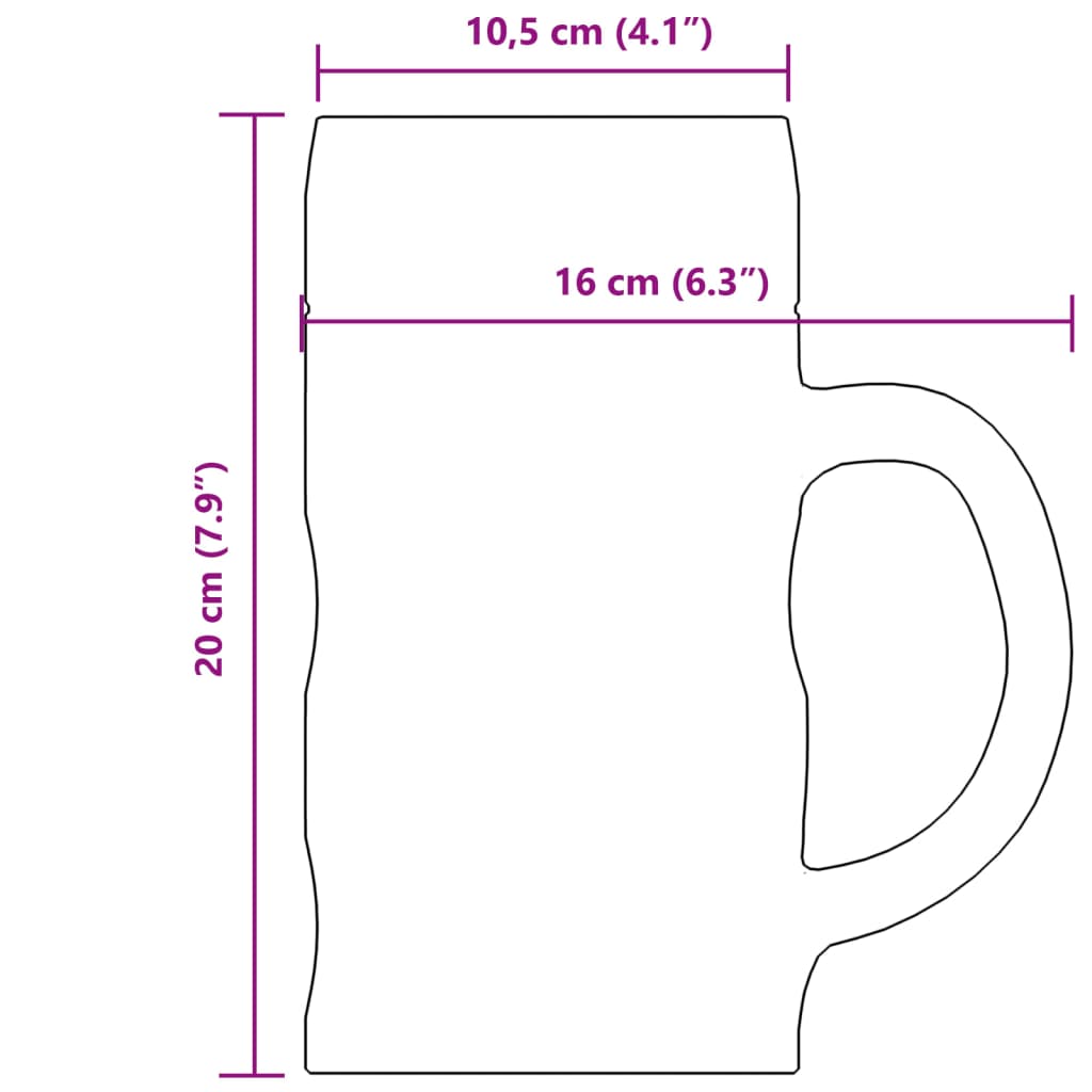 vidaXL Bierkrüge mit Henkel Glas 6 Stk. 1000 ml - Image 6