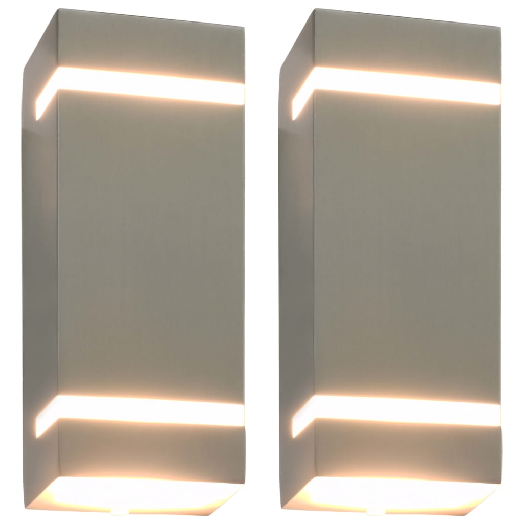 vidaXL Außenwandleuchten 2 Stk. 35 W Silbern Rechteckig