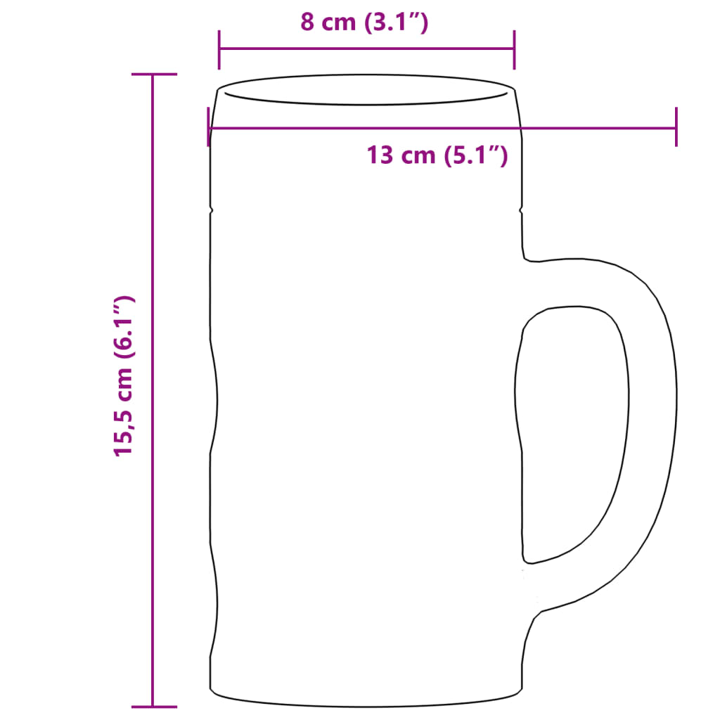 vidaXL Bierkrüge mit Henkel Glas 6 Stk. 500 ml - Image 6