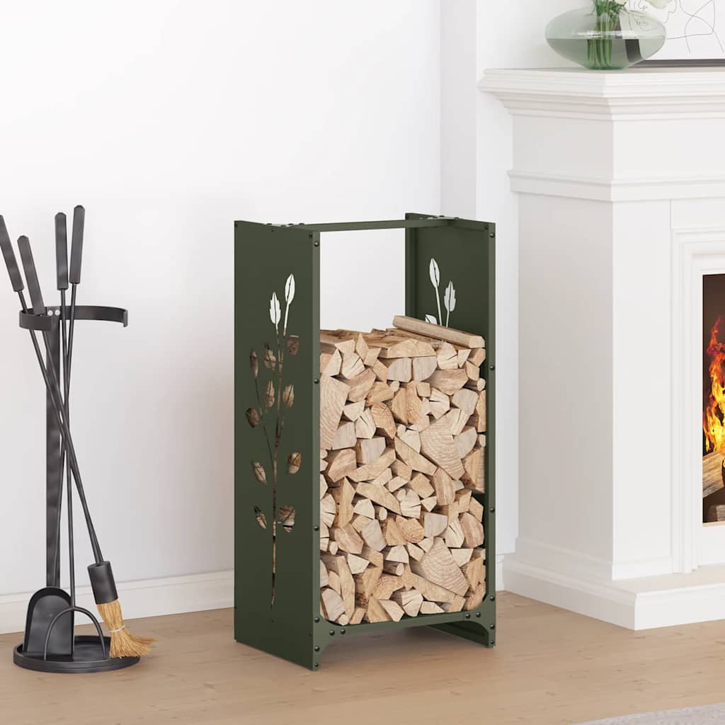 vidaXL Brennholzregal Olivgrün 40x30x80 cm Kaltgewalzter Stahl