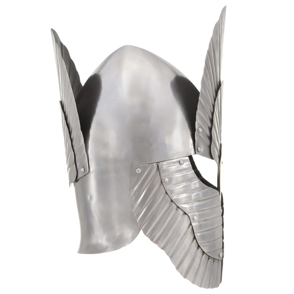 vidaXL Mittelalterlicher Fantasy Ritter-Helm für LARP Replik Silbern Stahl - Image 3